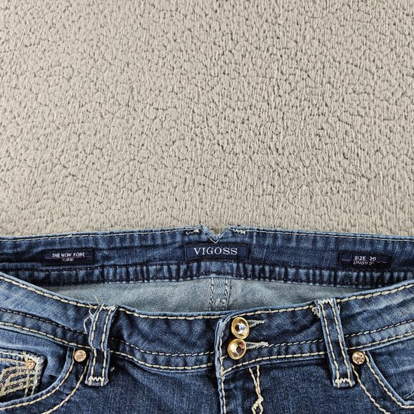Vigoss Shorts Womens 20 (38x2) Blue Denim Cut Offs Jorts Embroidered - Picture 3 of 16